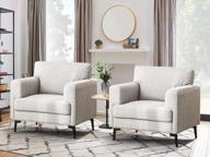 удобные стулья mid-century accent, набор из 2 предметов — идеально подходит для декора спальни и гостиной: большие кресла cdcasa из льняной ткани светло-серого цвета логотип