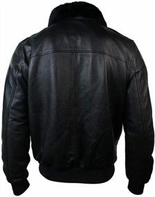 img 2 attached to Mens G1 Aviator Navy Air Force Pilot Bomber Jacket With Black Sheepskin Fur Collar