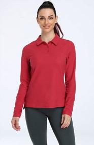 img 2 attached to Женская рубашка-поло Icyzone Golf, теннисный топ с длинным рукавом и воротником, спортивная футболка для тренировок