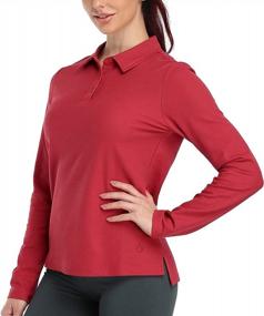 img 4 attached to Женская рубашка-поло Icyzone Golf, теннисный топ с длинным рукавом и воротником, спортивная футболка для тренировок