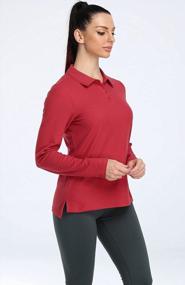 img 1 attached to Женская рубашка-поло Icyzone Golf, теннисный топ с длинным рукавом и воротником, спортивная футболка для тренировок