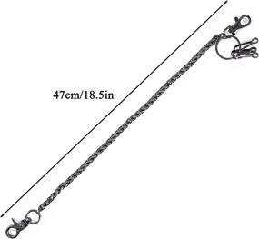 img 1 attached to 🔗 18.5-Inch Metal Wallet Chain Keychain w/ Lobster Clasps | 3 Extra Key Rings | Wide Heavy Waist Jeans Chain for Men's Wallet, Jeans, Pants, Belt Loop, Purse, Handbag | Skeleton Black