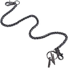 img 3 attached to 🔗 18.5-Inch Metal Wallet Chain Keychain w/ Lobster Clasps | 3 Extra Key Rings | Wide Heavy Waist Jeans Chain for Men's Wallet, Jeans, Pants, Belt Loop, Purse, Handbag | Skeleton Black