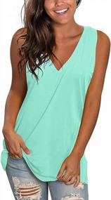 img 2 attached to Women'S V Neck Tank Tops: LaLaLa Loose Fit Sleeveless Summer Blouses