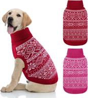 pedgot argyle dog sweater set - warm winter puppy clothes, soft knit coat for cold weather логотип