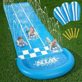 img 4 attached to 20Ft Extra Long Jasonwell Water Slide Slip N Slide With Sprinkler, 3 Bodyboards For Kids & Adults - Perfect Summer Outdoor Splash Toy For Backyard Games And Water Play
