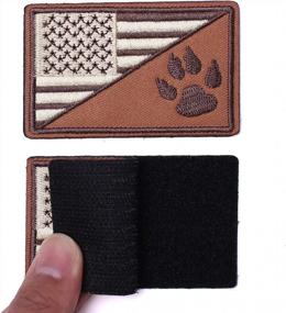 img 2 attached to Set Of 2 Tactical US Flag And Tracker Paw Patriot Patches: Military Embroidered Applique With Hook & Loop Morale Patch