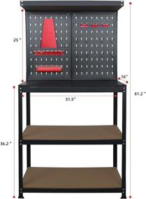 img 3 attached to Верстак Prostormer 31,5 дюйма: многоцелевой гаражный стол с комплектом крючков для колышек для дома, гаража и проектов «сделай сам»