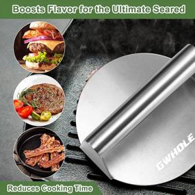 img 2 attached to Stainless Steel Round Burger Smasher Grill Press For Flat Top Griddle - GWHOLE Non-Stick Smash Burger Press Ideal For Perfect Burger Patties Cooking On Grills