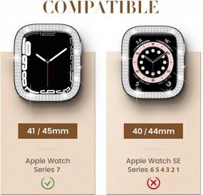 img 3 attached to Goton Apple Watch Series 7 45Mm Screen Protector Case Set - Hard PC Diamond Bumper With Hydraulic Protective Film For Women And Girls