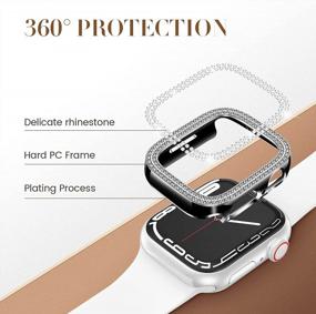 img 2 attached to Goton Apple Watch Series 7 45Mm Набор защитной пленки для экрана - Жесткий поликарбонатный алмазный бампер с гидравлической защитной пленкой для женщин и девочек