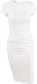 img 3 attached to 👗 Missufe Women's Ruched Sundress: Bodycon Dress for Women