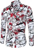 men's shirt stylish slim fit button down long sleeve floral shirt logo