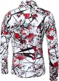 img 2 attached to Men'S Shirt Stylish Slim Fit Button Down Long Sleeve Floral Shirt