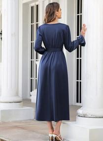 img 2 attached to Elegant Satin Maxi Dress With Flounce Detail, Surplice V-Neckline, Long Sleeves, And High Waist, Complete With Belt - Perfect For Evening Parties And Special Occasions - I2CRAZY Women'S Wrap Dress