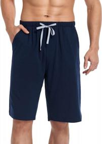img 3 attached to Men'S Cotton Lounge Shorts With Drawstring, 5 Inch Inseam Sleep Shorts, Colorfulleaf Pajama Bottoms For Men