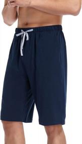 img 2 attached to Men'S Cotton Lounge Shorts With Drawstring, 5 Inch Inseam Sleep Shorts, Colorfulleaf Pajama Bottoms For Men