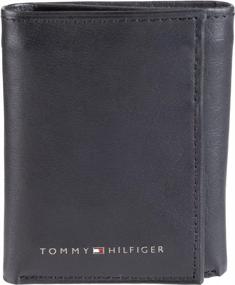 img 4 attached to 💼 Shop the Sleek and Stylish Tommy Hilfiger Men's Trifold Wallet in Black - Ideal Wallets, Card Cases & Money Organizers