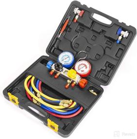 img 3 attached to 🌡️ XtremepowerUS 4-Way AC Manifold Gauge Set for R410A R22 R134A HVAC Diagnostic Charging Tool with Quick Adapter, Hose Set, and Carrying Case