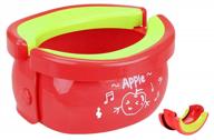 compact portable potty trainer for baby, toddlers & kids with splash guard and toilet seat liners (apple) logo