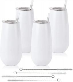 img 4 attached to Set Of 4 Double-Insulated Stemless Champagne Tumblers With Lids For Any Occasion