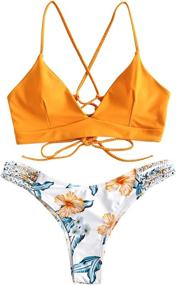 img 4 attached to 👙 ZAFUL Braided Bikini Padded Swimsuit: Stylish Women's Swimwear with Swimsuits & Cover Ups