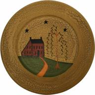cvhomedeco. primitive country house willow tree footpath wood decorative plate round crackled display wooden plate home décor art, 9-3/4 inch logo