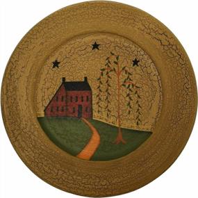 img 4 attached to CVHOMEDECO. Primitive Country House Willow Tree Footpath Wood Decorative Plate Round Crackled Display Wooden Plate Home Décor Art, 9-3/4 Inch