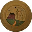 cvhomedeco. primitive country house willow tree footpath wood decorative plate round crackled display wooden plate home décor art, 9-3/4 inch logo
