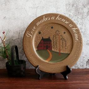 img 3 attached to CVHOMEDECO. Primitive Country House Willow Tree Footpath Wood Decorative Plate Round Crackled Display Wooden Plate Home Décor Art, 9-3/4 Inch