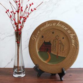 img 2 attached to CVHOMEDECO. Primitive Country House Willow Tree Footpath Wood Decorative Plate Round Crackled Display Wooden Plate Home Décor Art, 9-3/4 Inch