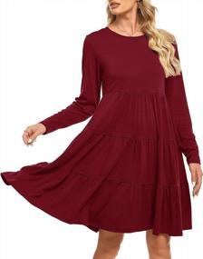 img 4 attached to 2022 Women'S Fall Dresses: Berydress Crew Neck Long Sleeve Flowy Tiered Babydoll Dress In Loose Fit Cotton