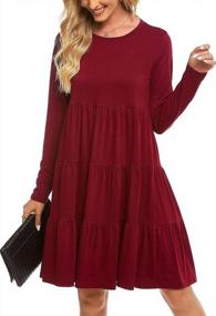 img 2 attached to 2022 Women'S Fall Dresses: Berydress Crew Neck Long Sleeve Flowy Tiered Babydoll Dress In Loose Fit Cotton