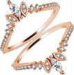 uloveido women's 925 sterling silver marquise cut cz stack rings set 2pcs crown wedding engagement enhancer guard wr133 logo