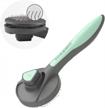 pet grooming brush for cats and dogs with self-cleaning feature, massaging slicker brush for short, medium and long hair - green logo