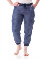 women's casual linen jogger pants with cargo pockets and comfort waist 1192 logo