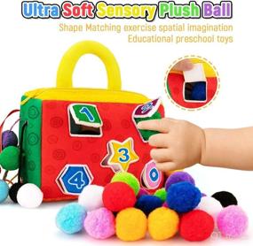 img 1 attached to Interactive 1 Year Old Activity Toys for Babies: Pull String Baby Preschool Sensory Toys, Enhancing Motor Skills with Shape Sorter, Montessori Learning. Includes 8 Ropes, 2-Sided Storage Bag, and 20 Cotton Water Balls