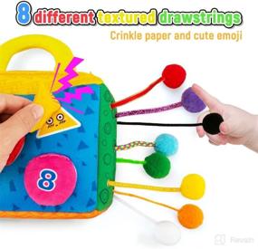 img 3 attached to Interactive 1 Year Old Activity Toys for Babies: Pull String Baby Preschool Sensory Toys, Enhancing Motor Skills with Shape Sorter, Montessori Learning. Includes 8 Ropes, 2-Sided Storage Bag, and 20 Cotton Water Balls