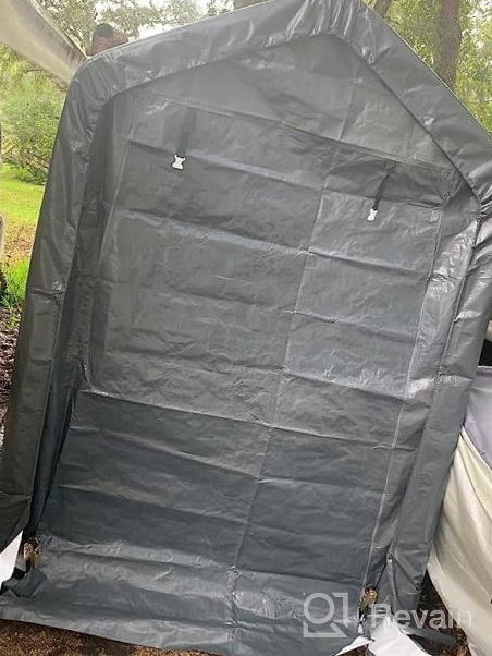 img 1 attached to 8X8 Ft Outdoor Storage Shelter Tent With Rollup Zipper Door - Waterproof And UV Resistant Carport Shed For Bicycle, Motorcycle ATV & Gardening Vehicle - ASTEROUTDOOR Portable Garage Kit Dark Gray review by Timothy Bobbert