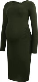 img 4 attached to 👗 Stylish and Comfy: Smallshow Women's Long Sleeve Maternity Dress for Ruched Pregnancy Clothes