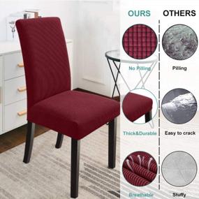 img 1 attached to Stretch Dining Room Chair Covers Set Of 4 - Wine Red Kitchen Chair Slipcovers For Dining Room, Super Protector Cover For Chairs, GoodtoU