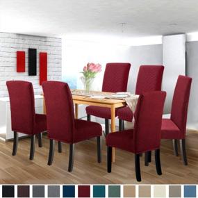 img 3 attached to Stretch Dining Room Chair Covers Set Of 4 - Wine Red Kitchen Chair Slipcovers For Dining Room, Super Protector Cover For Chairs, GoodtoU