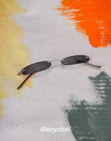 img 2 attached to Retro-Chic Slocyclub Rectangle Skinny Sunglasses: Small, Thin And Unisex!
