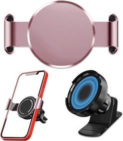 img 4 attached to 📱 Nicwea Metal Phone Clip and Dashboard Air Vent Magnet Car Mount: Secure Holder for iPhone 12/13 Pro Max, Samsung, and More [Rose Gold]