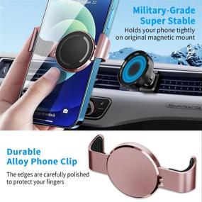 img 3 attached to 📱 Nicwea Metal Phone Clip and Dashboard Air Vent Magnet Car Mount: Secure Holder for iPhone 12/13 Pro Max, Samsung, and More [Rose Gold]