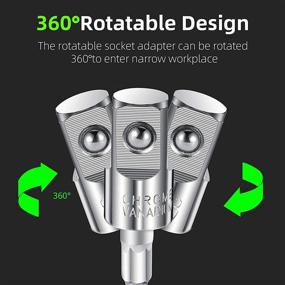 img 1 attached to Set of 3 Impact Grade Sockets with 360° Rotatable 1/4", 3/8", and 1/2" Bits