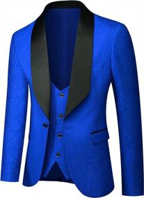 img 2 attached to Shop The Perfect Slim Fit Jacquard Tuxedo - UNINUKOO Mens 3 Piece Suits For Wedding And Prom