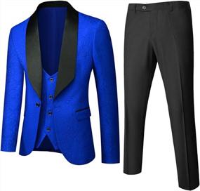 img 4 attached to Shop The Perfect Slim Fit Jacquard Tuxedo - UNINUKOO Mens 3 Piece Suits For Wedding And Prom