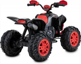 img 2 attached to Rollplay MAX 12V Electric ATV 4 Wheeler With Oversized Wheels, Rubber Tire Strips For Traction, Working Headlights And 3 MPH Top Speed - Red/Black