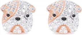 img 4 attached to Sparkling Canine Charm: Rhodium Plated Sterling Silver CZ Dog Studs For Women & Girls